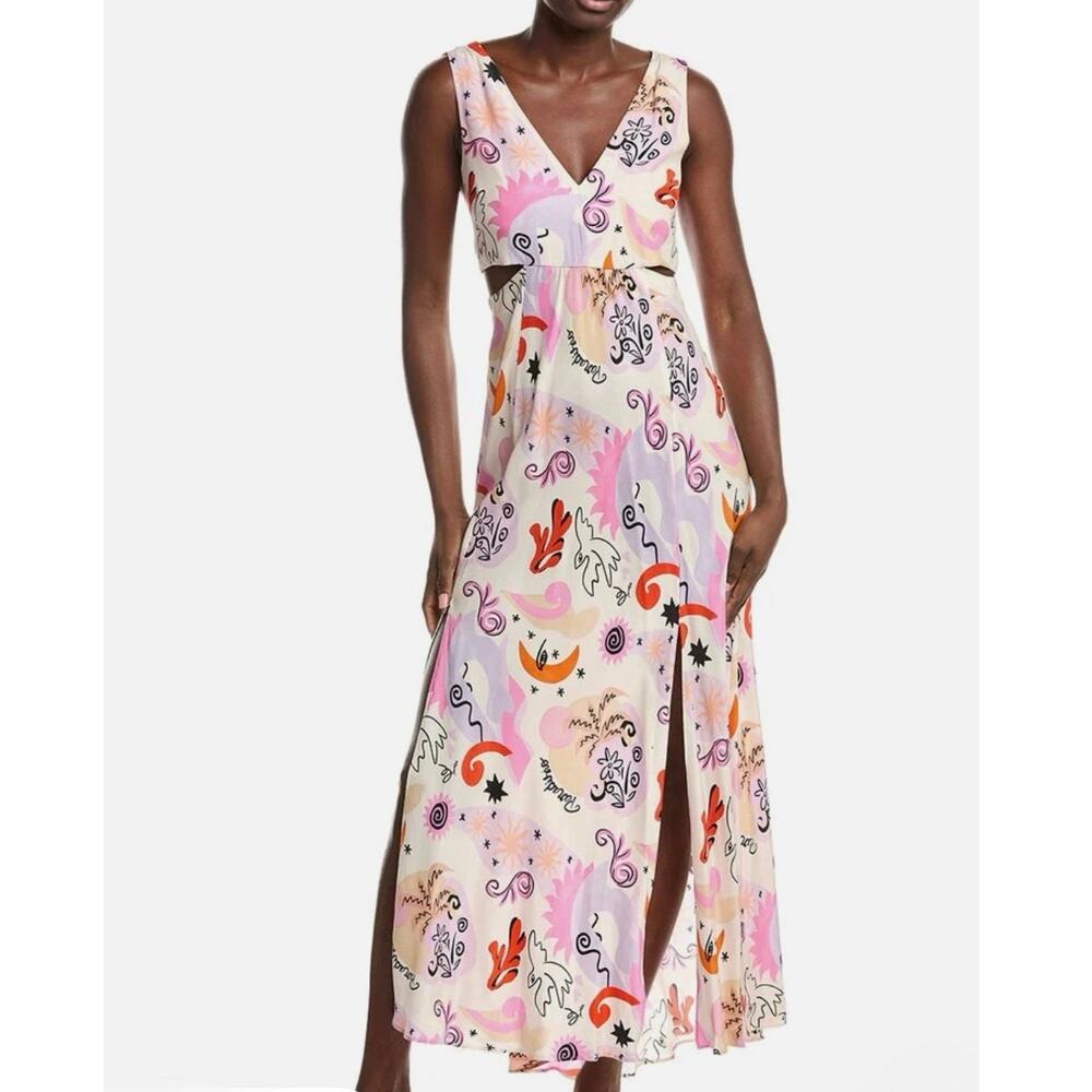 MAJE  Cutout Waist Silk Maxi Dress size 42 ( XL)